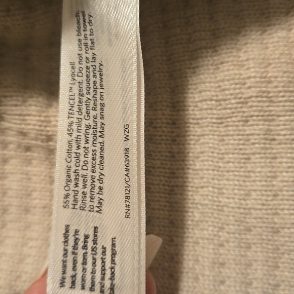 Eileen Fisher Organic Cotton Blend Funnel Neck 3/4 Sleeves Knit Top Cream Size L - Picture 7 of 7